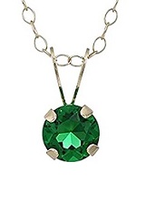very nice gold simulated emerald baby birthstone necklace